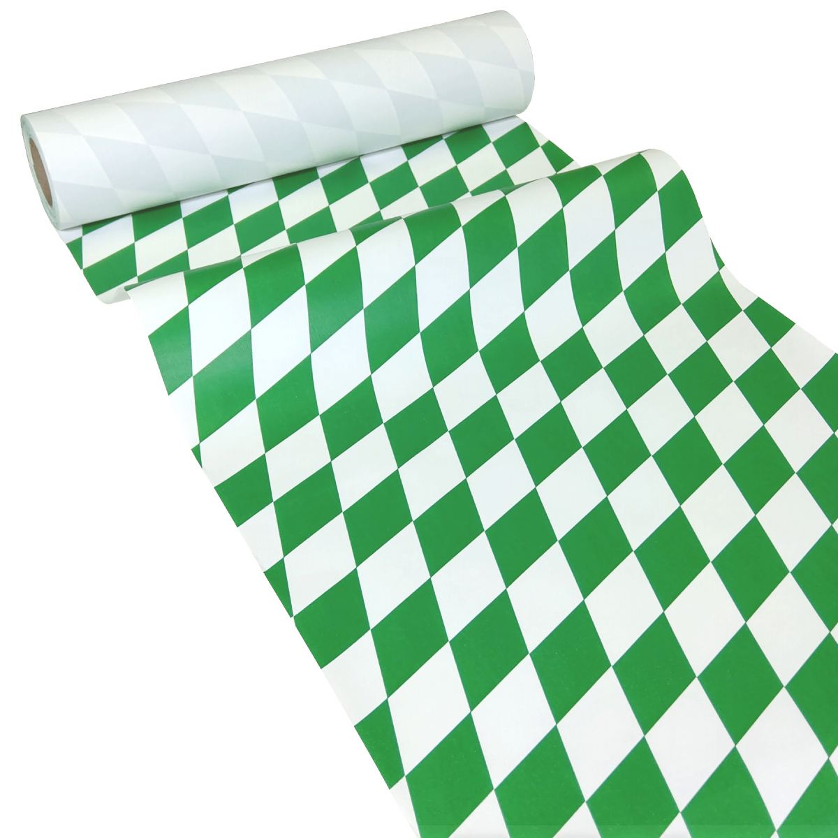 50m x 0,40m JUNOPAX® Papier Tischläufer Raute grün-weiß